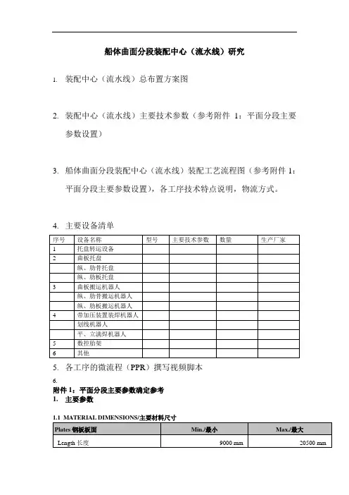船体曲面分段装配中心(流水线)方案提纲