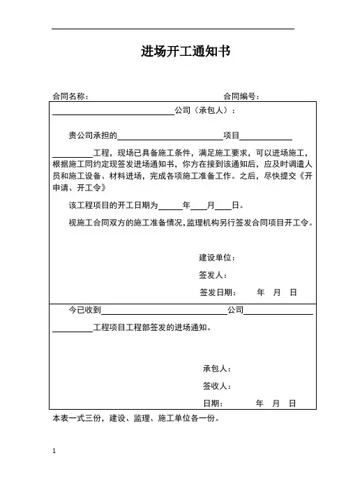 进场开工通知书 2