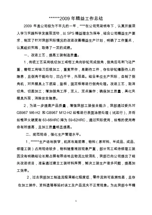 2009精益生产总结