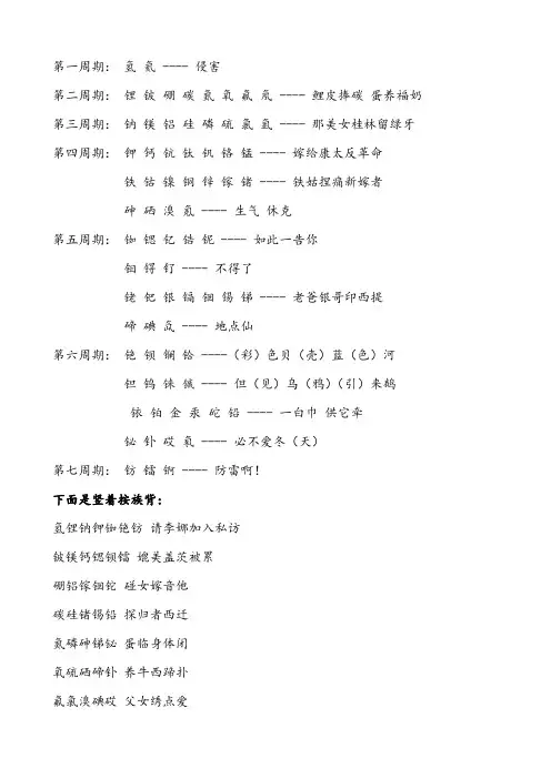 元素周期表口诀【超赞!
