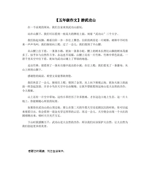 【五年级作文】游武功山