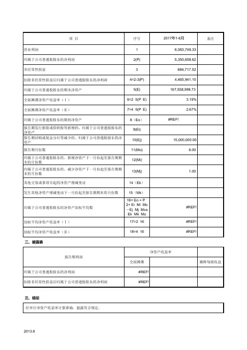 净资产收益率计算公式