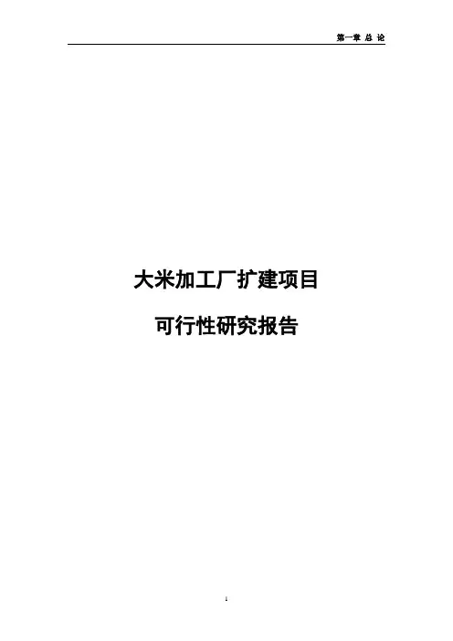大米加工厂扩建项目可行性研究报告(53P)