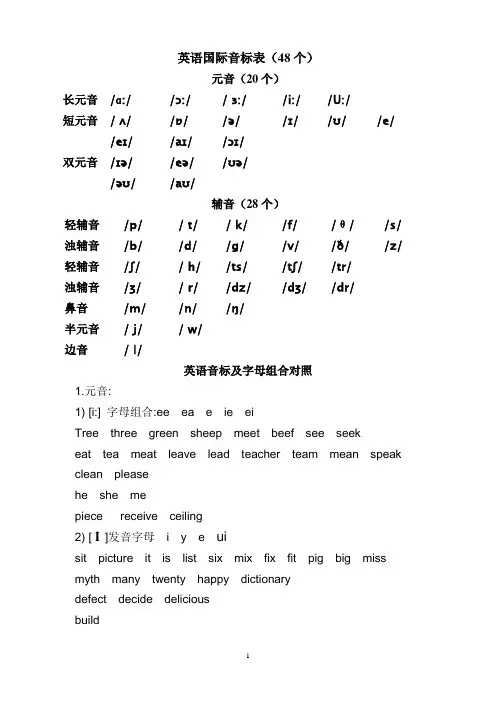 英语国际音标表 完整版