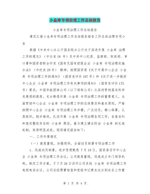 小金库专项治理工作总结报告