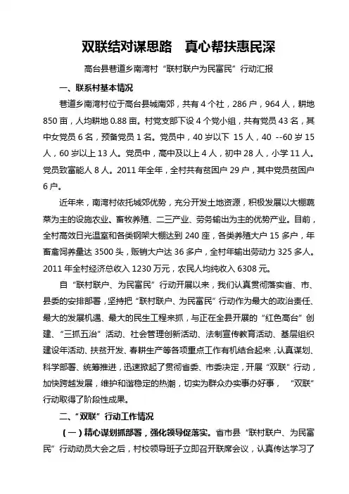 联村联户为民富民行动总结