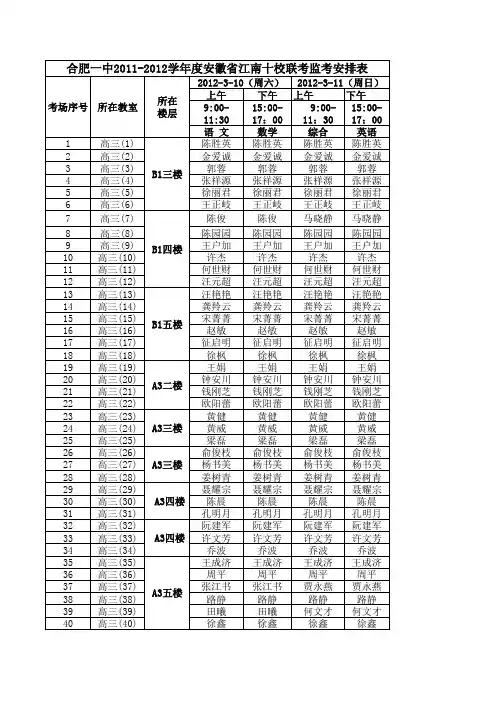 江南十校联考监考安排表