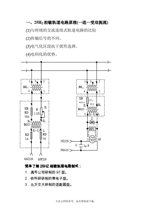 25HZ相敏轨道电路原理