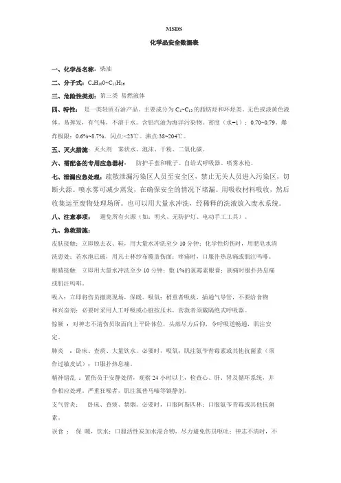 柴油-MSDS
