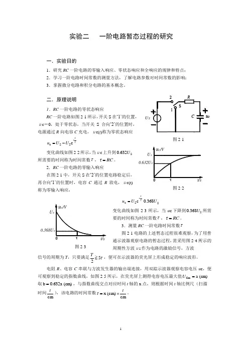 实验2   一阶电路暂态过程的研究