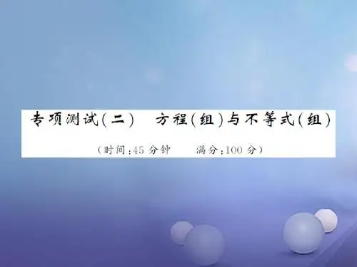 湖南省2017版中考数学专项测试(2)方程组与不等式组ppt课件(含答案)