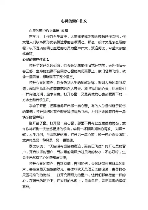 心灵的窗户作文