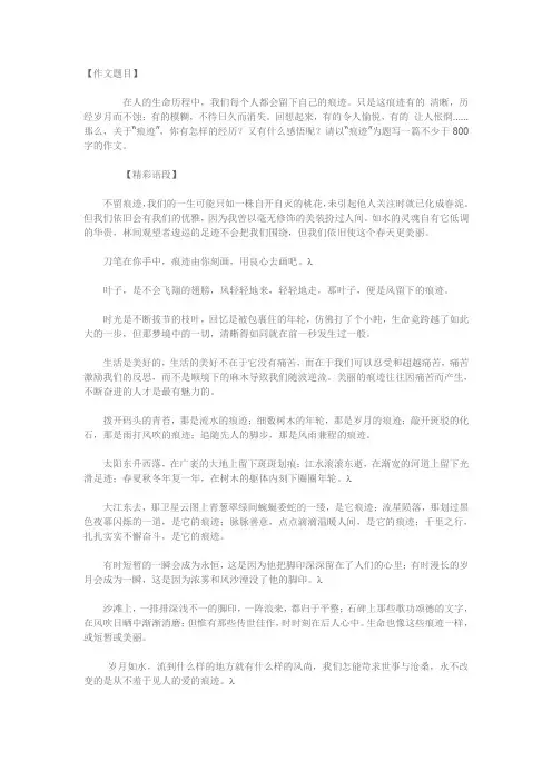 作文《痕迹》