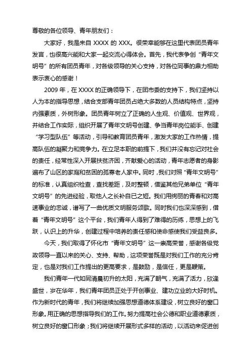 团员代表发言稿