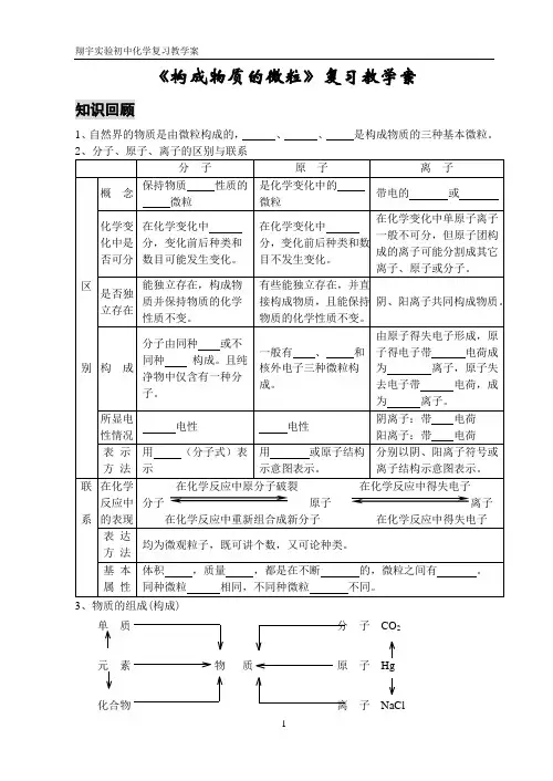 《构成物质的微粒》复习教学案