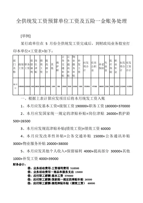 政府会计新中大财务软件操作手册8(全供统发工资预算单位工资及五险一金账务处理)