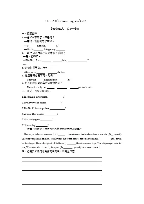 鲁教版五四制英语八年级下册-Unit 2 It