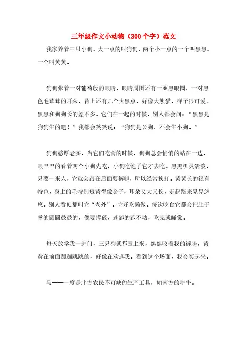 三年级作文小动物(300个字)范文