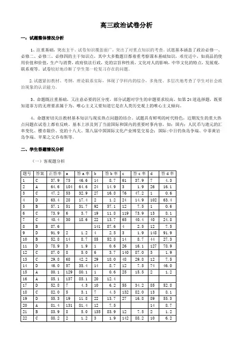 高三政治试卷分析