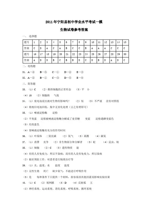 2011年宁阳县初中学业水平考试一2