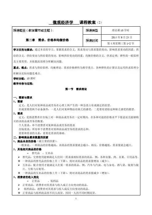 微观经济学课程教案(2)