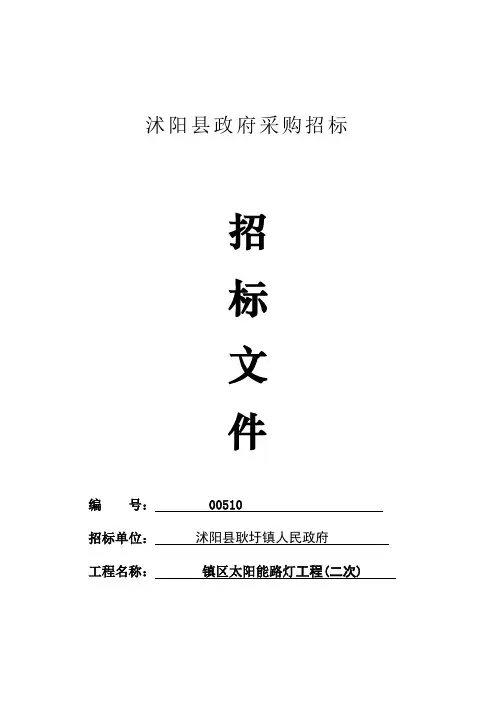 太阳能路灯工程招标文件
