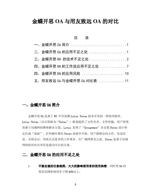 金蝶开思OA与用友致远OA的对比