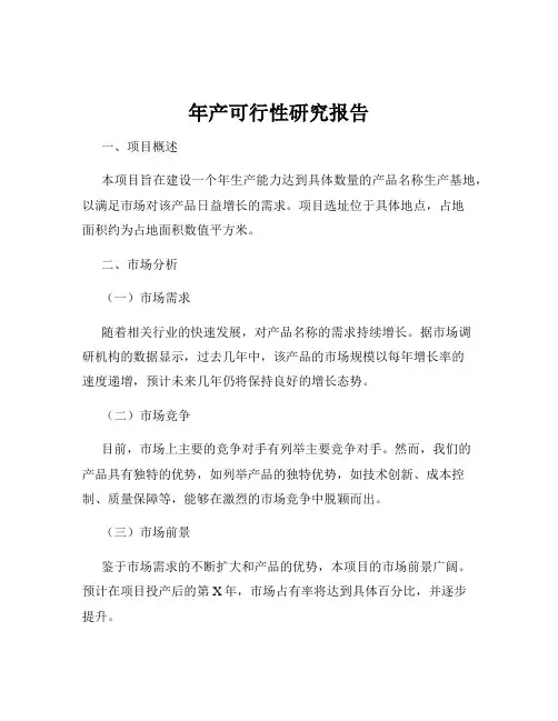 年产可行性研究报告