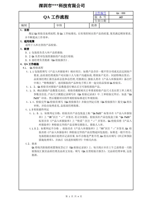 QA检验流程