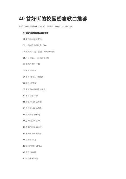 40首好听的校园励志歌曲推荐