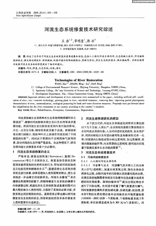 河流生态系统修复技术研究综述