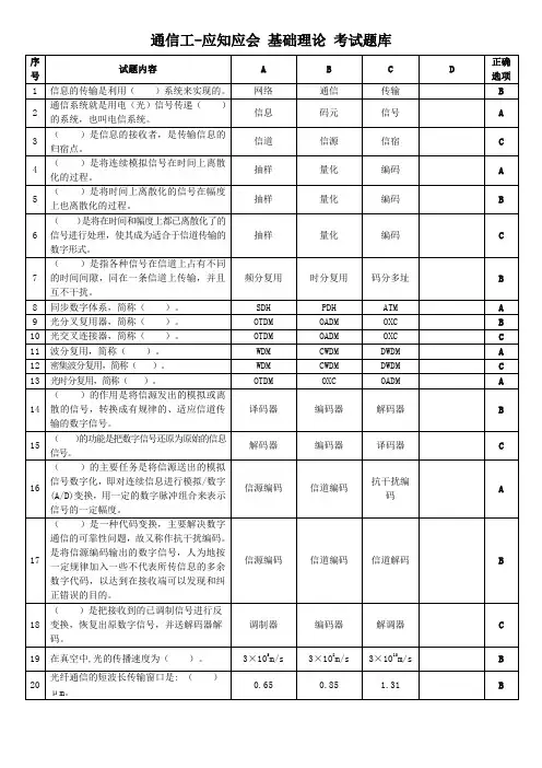 铁路通信工应知应会基础理论题库