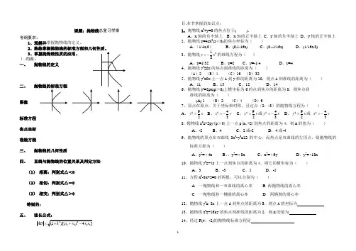 抛物线总复习教学案