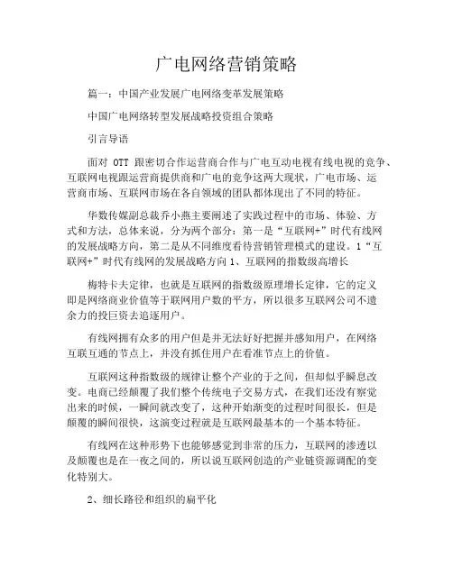 广电网络营销策略