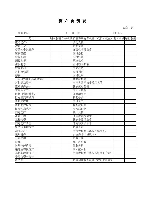 财务报表模板