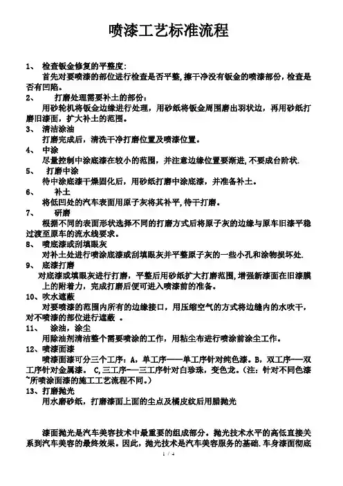 喷漆工艺流程