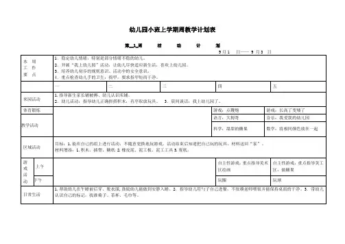 4.小班上学期周教学计划 17周