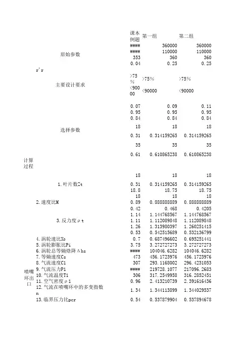 向心涡轮级的热力计算