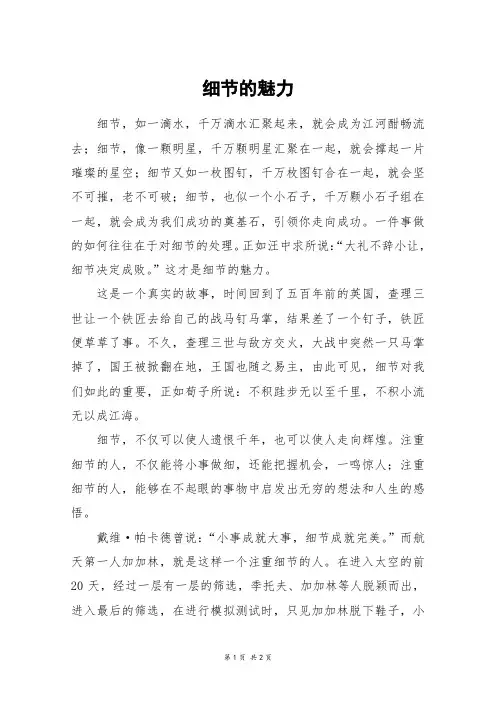 细节的魅力_高一作文_11