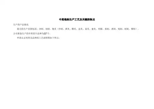 中药炮制生产工艺及关键控制点