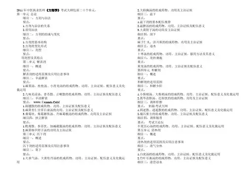 2011年中医执业医师《方剂学》考试大纲