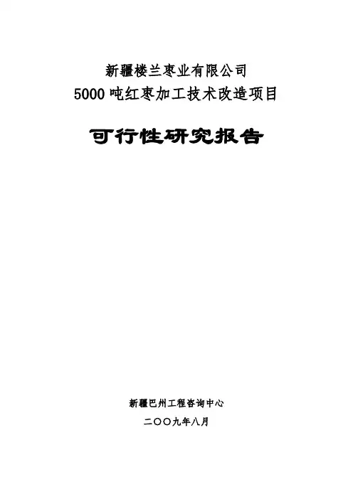 5000吨红枣加工项目可行性研究报告