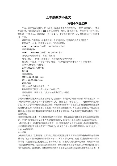 五年级数学小论文