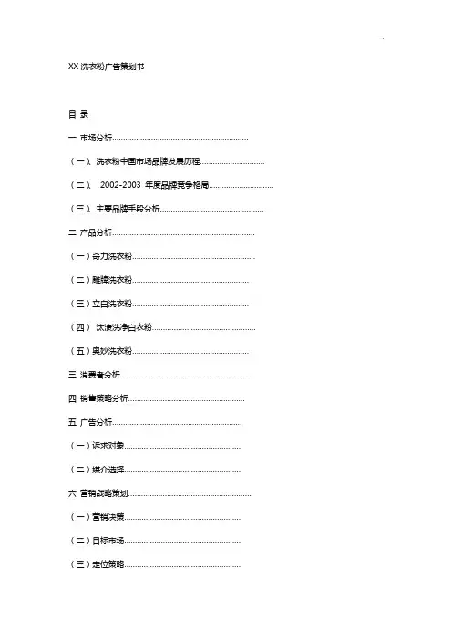 某洗衣粉广告策划书
