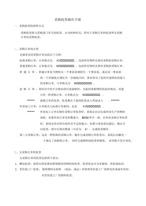 操作手册1.1(采购订单和无订单的收货)
