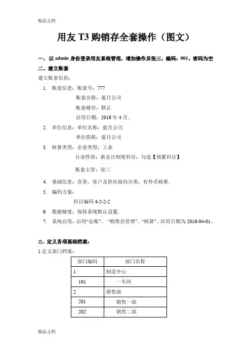 用友T3购销存全套操作(图文)doc资料