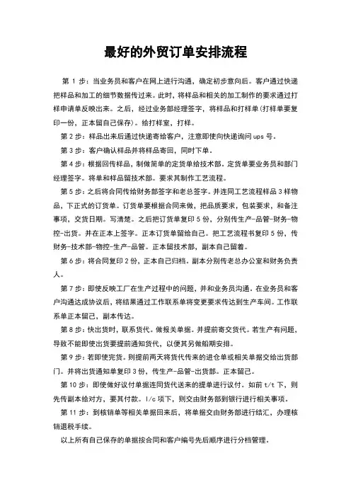 最好最完整的外贸订单安排流程