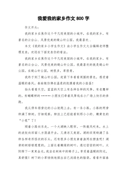 我爱我的家乡作文800字_作文