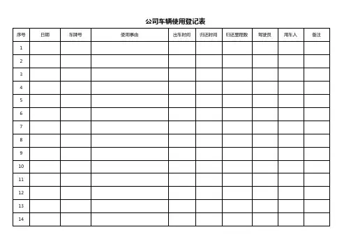 公司车辆使用登记表