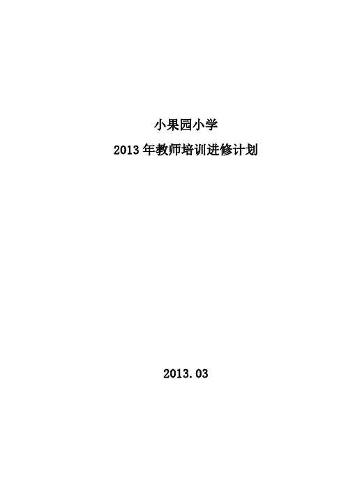 小学教师培训计划